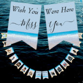 「ここにいたらな」青いビーチの写真テンプレート バンティングフラッグ