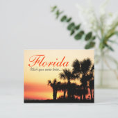 ここにいてくれたらな - フロリダのヤシの木と夕焼け ポストカード (スタンド正面)
