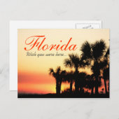 ここにいてくれたらな - フロリダのヤシの木と夕焼け ポストカード (正面/裏面)