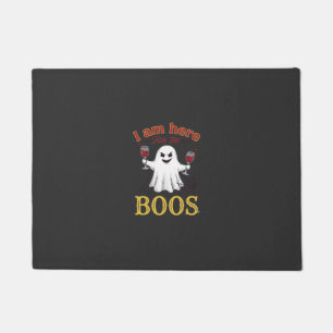 ここにいます ブー ハロウィン ゴースト ワイン グラス クモ W ドアマット