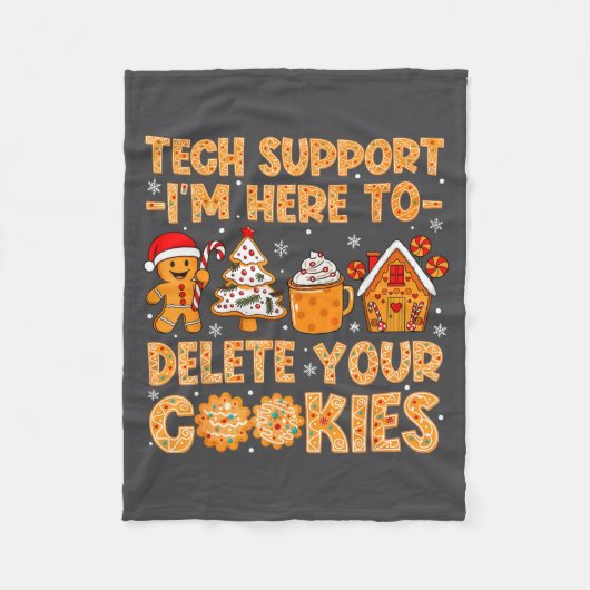 ここにいます Tech Cookie削除サポート フリースブランケット (正面)