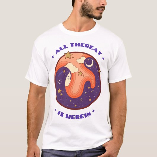 ここにすべてあり瞑想のマントラ Tシャツ (正面)