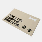 "、ここにのよう"、玄関マットの犬の束です ドアマット (アングル)