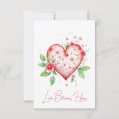 ここにはチャーミングな赤い花のハートの愛が咲いている カード (正面)