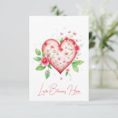 ここにはチャーミングな赤い花のハートの愛が咲いている カード (スタンド正面)