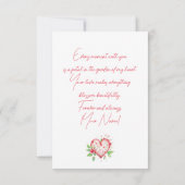 ここにはチャーミングな赤い花のハートの愛が咲いている カード (裏面)