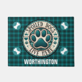 ここには甘えん坊の犬が住んでいる ドアマット (正面)