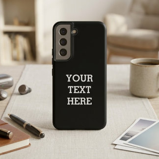 ここにカスタムテキストを追加 ブラック ホワイト SAMSUNG GALAXY S22+ケース