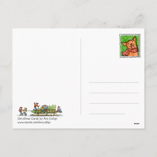ここにクリスマスツリーの郵便はがきを来ます シーズンポストカード (裏面)