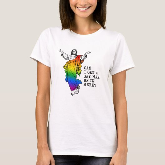ここにゲイの男性を呼べる? Tシャツ (正面)