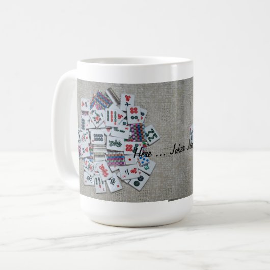 ここにジョーカーベージュmahのjonggのマグのリボンのタイル コーヒーマグカップ (正面左)