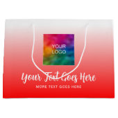 ここにタイポグラフィスクリプトカスタムレッドテンプレートロゴ ラージペーパーバッグ (正面)