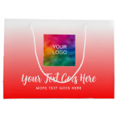 ここにタイポグラフィスクリプトカスタムレッドテンプレートロゴ ラージペーパーバッグ (裏面)