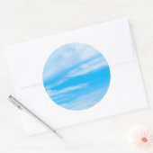 ここにテキストを追加 青空 雲 自然 テンプレート ラウンドシール (封筒)
