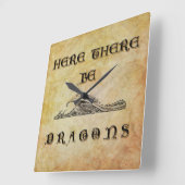 ここにドラゴンがいる スクエア壁時計 (傾斜)