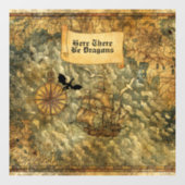 ここにドラゴンのヴィンテージ地図がある   ウィンドウサイン (シート)