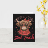 ここにハートを盗みにきた 面白い バレンタインデー 牛 かわいい カード (黄色い花)