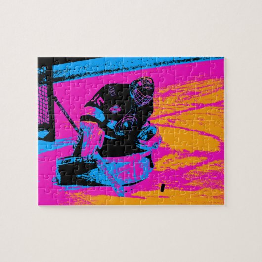 ここにパックストップだ! – アイスホッケーゴアリー ジグソーパズル (横)