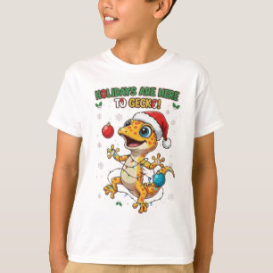 ここにヤモリのための休日 - かわいいクリスマスのヤモリ Tシャツ