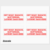 'ここにランドリー項目を取得' Laundromat赤いオーバーレイ 長方形シール (シート)