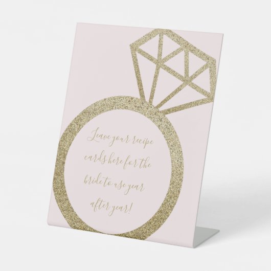 ここにレシピカードをドロップブライダルシャワー 台座サイン (正面)