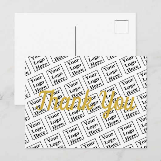 ここにロゴを入れてカスタマイズするテンプレート(ゴールドスクリプト) ポストカード (正面/裏面)