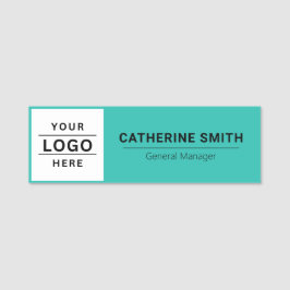 ここにロゴを追加するビジネス従業員ブラック文字 名札