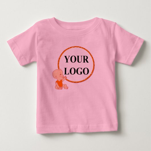 ここにロゴを追加 キッズ 女の子 1歳 誕生日 ベビーTシャツ (正面)