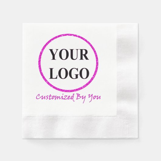 ここにロゴを追加 縁ありカクテルナプキン (正面)