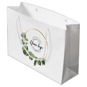ここにロゴ 現代の花輪 オーダーメイドのホリデーシーズン ラージペーパーバッグ (裏面アングル)