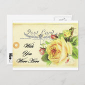 ここにヴィンテージ黄色のバラのはがき ポストカード (正面/裏面)