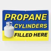 ここに充填されたプロパン広告気筒 横断幕 (横)