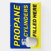 ここに充填されたプロパン広告気筒 横断幕 (縦)