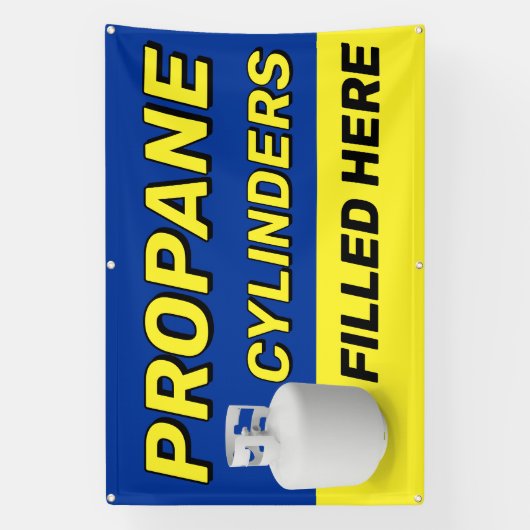 ここに充填されたプロパン広告気筒 横断幕 (縦)