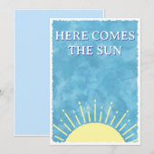 ここに太陽がやってくる ウォーターカラー ベビーシャワー カスタム 招待状 (正面/裏面)