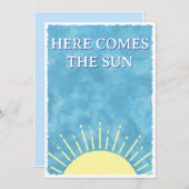 ここに太陽がやってくる 水彩 ベビーシャワー カスタム 招待状 (正面/裏面)