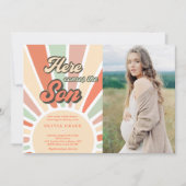 ここに太陽が！ サンシャインベイビーシャワーの写真がやってきた 招待状 (正面)