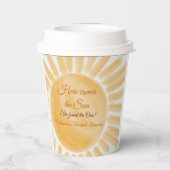 ここに太陽の光線、黄色のウェディングシャワーがやってくる 紙コップ (裏面)