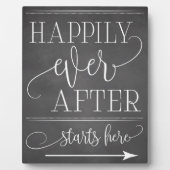 ここに始まった後ずっと楽しく黒板ここにサイン フォトプラーク (正面)