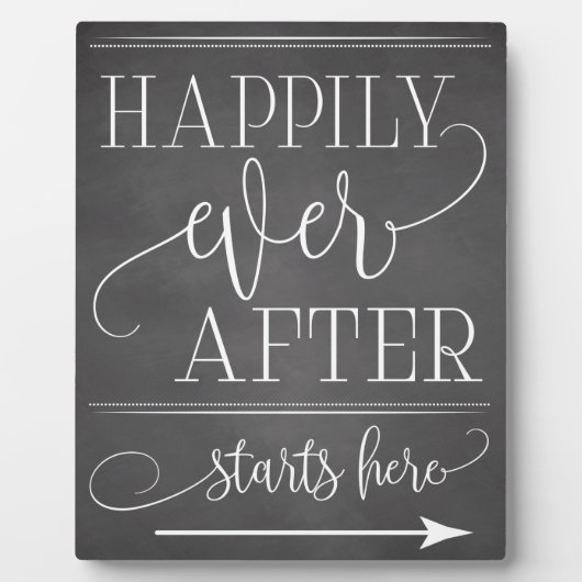 ここに始まった後ずっと楽しく黒板ここにサイン フォトプラーク (正面)