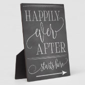 ここに始まった後ずっと楽しく黒板ここにサイン フォトプラーク (側面)