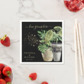 ここに恋が芽生える | かわいい水彩鉢植え スタンダードカクテルナプキン (インサイチュ)