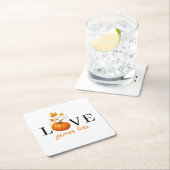 ここに恋が芽生える | パンプキンレタリング秋 スクエアペーパーコースター (インサイチュ)