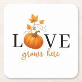 ここに恋が芽生える | パンプキンレタリング秋 スクエアペーパーコースター (正面)