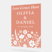 ここに恋が芽生える | 秋庭園の結婚式歓迎 アクリルサイン (傾斜)