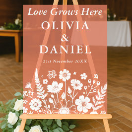 ここに恋が芽生える | 秋庭園の結婚式歓迎 アクリルサイン