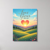 ここに愛が育む ロマンチックハートアート キャンバスプリント (正面)