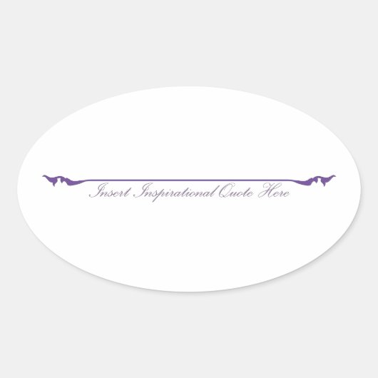 ここに感動的引用文を挿入 – 紫 楕円形シール (正面)