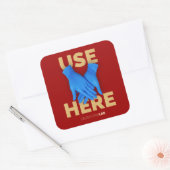 ここに手袋を使用する（暗） スクエアシール (封筒)