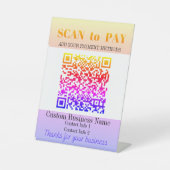 ここに支払うスキャンのサインカスタムQRコード 台座サイン (正面)